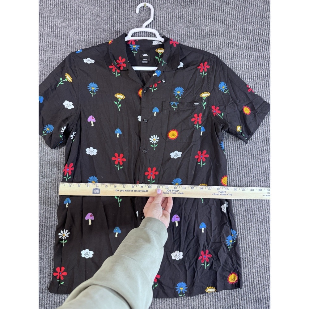 VANS Men's Black Floral Classic Fit Short Sleeve Button-Up Cotton Shirt‎ M - Picture 6 of 6